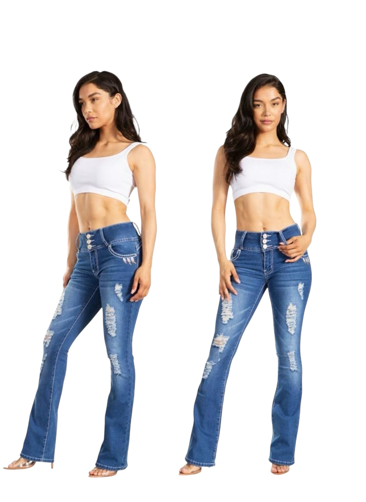 Jeans bordados con rotos Ref:5159